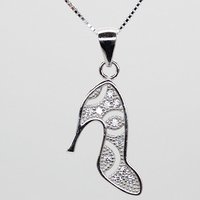 ELLAWIL Silberkette Kette mit High Heels Anhänger Damen Zirkonia Halskette Mädchen (Kettenlänge 40 cm, Sterling Silber 925), inklusive Geschenkschachtel von ELLAWIL