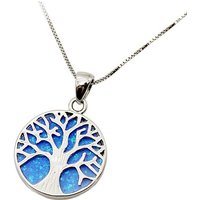 ELLAWIL Silberkette Kette mit Lebensbaum Anhänger Damen Zirkonia Halskette Mädchen blau (Kettenlänge 45 cm, Sterling Silber 925), inklusive Geschenkschachtel von ELLAWIL