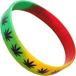 ELLU Rasta Cannabisblatt Gummi Silikon Armband Armband Armreif Damen Herren Damen von ELLU