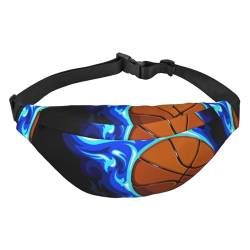 Burning Basketball Blue Firing Ball Gürteltasche für Herren Modische Crossbody Bauchtasche für Frauen Hüfttasche mit verstellbarem Riemen, mehrfarbig, Einheitsgröße, Kuriertasche von ELMAIN