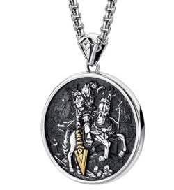 ELMAIN Herren Halskette Sterling Silber Pendell des Hip Hop Römischen Römer Anhänger Halskette doppelseitiger Anhänger für Männer- und Frauenschmuck Silver-50cm von ELMAIN