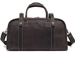 ELMAIN Herren-Reisetasche aus Leder, handgefertigt, Retro, großes Fassungsvermögen, für kurze Ausflüge, Reisetasche, Gepäcktasche, dunkler Kaffee von ELMAIN