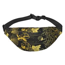 Fan Flower Unbrella Pattern Waist Pack for Running Fanny Pack for Women and Men Crossbody Belt Bag Bum Bag, mehrfarbig, Einheitsgröße, Kuriertasche von ELMAIN