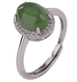 Frauenringe 925 Sterling Silber Jade Ring Öffnen verstellbarer eleganter Ring für Frauen Silberschmuck Geschenke Silver-54-60mm von ELMAIN