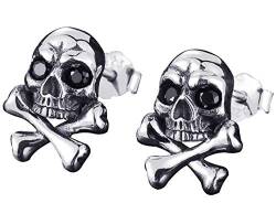 Herrenschstene, 925 Sterling Silver Skull Ohrringe für Männer und Frauen, Persönlichkeit, Hip-Hop-Stil, Street Creative Ohrringe B von ELMAIN