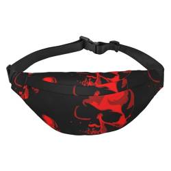 Red Skull Patterns Halloween Scary Skull Fanny Pack Crossbody Bags for Men Women, Belt Bag Waist Pack Bag for Running Hiking Sports, mehrfarbig, Einheitsgröße, Kuriertasche von ELMAIN