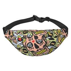 Sugar Skulls Pattern Waist Belt Bag for Women Men, Fanny Pack Crossbody Bag for Travel Running Belt Pouch Bum Bag, mehrfarbig, Einheitsgröße, Kuriertasche von ELMAIN