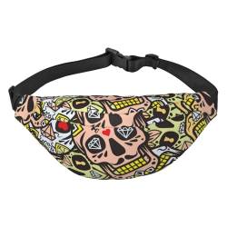 Sugar Skulls Pattern Waist Pack for Running Fanny Pack for Women and Men Crossbody Belt Bag Bum Bag, mehrfarbig, Einheitsgröße, Kuriertasche von ELMAIN