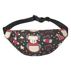 Weihnachten Winter Schneeflocke Eule Baum Fäustlinge Socken Muster Crossbody Fanny Pack für Damen Herren Mode Hüfttasche Gürteltasche für Wandern Laufen Reisen, mehrfarbig, Einheitsgröße, Kuriertasche von ELMAIN