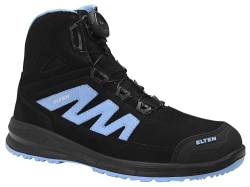 ELTEN Sicherheitsschuhe Marten XXSports Pro BOA Black-Blue Mid ESD S3, Damen und Herren, Leder, Stahlkappe, leicht, sportlich, Schwarz/Blau von ELTEN