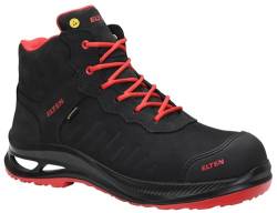 ELTEN Sicherheitsschuhe Stewart XXG Pro GTX Black-red Mid ESD S3 HI CI, Damen und Herren, Leder, Kunststoffkappe (Leichter als Stahlkappe), leicht, klassisch, Schwarz/Rot Schwarz,Rot 44 von ELTEN