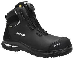 ELTEN Sicherheitsschuhe Terence XXG PRO BOA GTX Black Mid ESD S3 HI CI, Damen und Herren, Leder, Kunststoffkappe (Leichter als Stahlkappe), leicht, robust, Schwarz Schwarz 43 von ELTEN