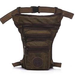 Beintasche,Beintasche Motorrad Männer Beinbeutel für Männer Fanny Pack Gürtel Hip Drop Messenger Schulter Reise Trekking Canvas/Nylon Motorrad Assault Taille Taschen (Color : Coffee) von ELTOX