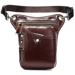 Beintasche,Beintasche Motorrad Männer Echtes Leder Beinbeutel Echte Rindsleder Taille Tasche Motorrad Reiten Oberschenkel Gürtel Tasche Schulter Crossbody Bags Handy Pouch (Color : 3) von ELTOX