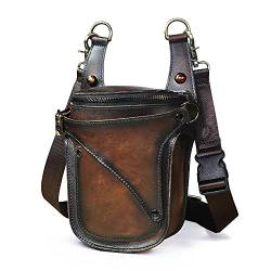 Beintasche,Beintasche Motorrad Unisex Mode Leder 7 "Motorrad Reiten Drop Bein Bag Design Reise Fanny Gürteltasche Taille Packetui (Color : Dark Coffee) von ELTOX