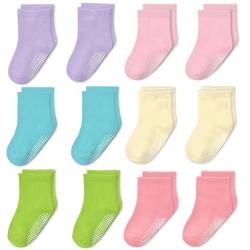 ELUTONG 12 Paar Socken Kinder Baby Jungen Socken ABS Antirutsch Anti-Rutsch Kleinkinder Babysocken für 7-10 Jahre von ELUTONG