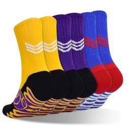 ELUTONG Atmungsaktive Sportsocken Kinder, 3 Paar Unisex Basketball Trainer Socken Kompressionsstretch Fußballsocken Outdoor für Jungen Mädchen 5-8 Jahre von ELUTONG