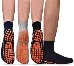 ELUTONG Herren Rutschfeste klebrige Griffe Socken - 3 Paare Fliesen Holzböden Anti Rutsch Training Yoga Pilates Hospital Slipper Socken 46-49 von ELUTONG