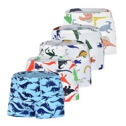 ELUTONG Jungen Boxershorts Dinosaurier, 5er Pack Baumwolle Unterhosen Cartoons Unterwäsche Briefs fur 5-6 Jahre Kinder von ELUTONG