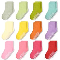 ELUTONG Rutschfeste Socken Baby Mädchen, 12 Paar AntiRutsch Stoppersocken für 1-3 Jahre Kinder von ELUTONG