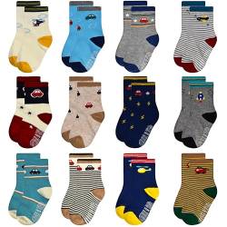 ELUTONG Stoppersocken Kinder 12 Paar Kleinkind Jungen ABS Rutschfeste Socken Antirutsch Socken Kinder Antirutsch Kinder Socken für 1-3 Jahre Jungen und Mädchen von ELUTONG