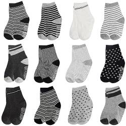 ELUTONG Stoppersocken Kinder 12 Paar Kleinkind Jungen ABS Rutschfeste Socken Antirutsch Socken Kinder Antirutsch Kinder Socken für 1-3 Jahre Jungen und Mädchen von ELUTONG