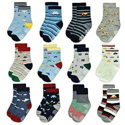 ELUTONG Stoppersocken Kinder 12 Paar Kleinkind Jungen ABS Rutschfeste Socken Antirutsch Socken Kinder Antirutsch Kinder Socken für 1-3 Jahre Jungen und Mädchen von ELUTONG