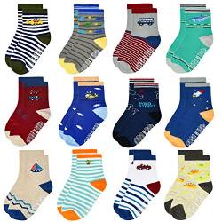 ELUTONG Stoppersocken Kinder 12 Paar Kleinkind Jungen ABS Rutschfeste Socken Antirutsch Socken Kinder Antirutsch Kinder Socken für 3-5 Jahre Jungen und Mädchen von ELUTONG