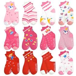 ELUTONG Stoppersocken Kinder 12 Paar Kleinkind Mädchen ABS Rutschfeste Socken Rutschfeste Socken Kinder Antirutsch Kinder Socken für 5-7 Jahre Kinder und Mädchen von ELUTONG