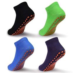 ELUTONG Trampolin Socken Kinder Antirutschsocken, 4 Paar Jungen Mädchen Rutschfeste Yoga Training Boden Socken für 6-9 Jahre Kleinkind von ELUTONG