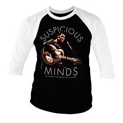 ELVIS PRESLEY Offizielles Lizenzprodukt Suspicious Minds Baseball 3/4 Ärmel T-Shirt (Schwarz-Weiß), Small von ELVIS PRESLEY