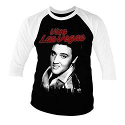 Offizielles Lizenzprodukt Elvis - Viva Las Vegas Baseball 3/4 Ärmel T-Shirt (Schwarz-Weiß), Small von ELVIS PRESLEY