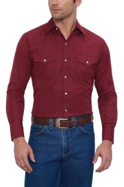 ELY CATTLEMAN Herren Long Sleeve On Tone Western Shirt Button Down Hemd, burgunderfarben, Mittel von ELY CATTLEMAN