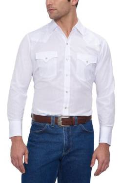 ELY CATTLEMAN Herren Long Sleeve On Tone Western Shirt Hemd mit Button-Down-Kragen, Weiß, Groß von ELY CATTLEMAN