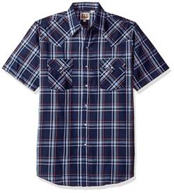 ELY CATTLEMAN Herren Short Sleeve Plaid Western Shirt Button Down Hemd, Marineblau, Mittel von ELY CATTLEMAN
