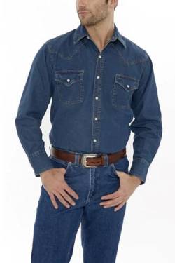 Ely & Walker Herren Long Sleeve Denim Western Shirt Button-Down Hemd, Klein von ELY CATTLEMAN
