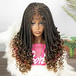 Damen Geflochtene Stirnband Perücke für Frauen lange Box geflochtene Perücken Twist Crochet Hair Cornrow Braid Perücke synthetische Stirnbandperücke Geeignet für den täglichen Gebrauch 1B-27 von ELZEM