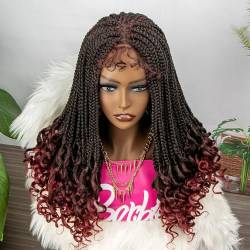 Damen Geflochtene Stirnband Perücke für Frauen lange Box geflochtene Perücken Twist Crochet Hair Cornrow Braid Perücke synthetische Stirnbandperücke Geeignet für den täglichen Gebrauch 1G-BUG von ELZEM