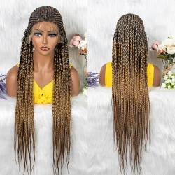 Perücke geflochtenem Lace-Front-Perücke Cornrow-Perücke Perücke 13x9 Perücken aus synthetischer Spitze mit Babyhaar Häkeln Haar Geeignet für Partyveranstaltungen und den Alltag von ELZEM