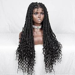 Perücken Geflochtene Stirnband Perücke Dreadlock-Perücke für Damen geflochtene Perücken Twist Crochet Hair Cornrow Braid Perücke synthetische Stirnbandperücke perücke fasching 1B von ELZEM