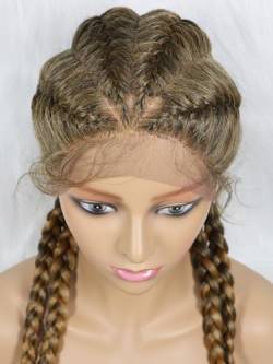 Synthetic Lace Front Perücken Geflochtene Kurzes Stirnband aus 4-strängiger Spitze aus Kunstfasergeflecht Hitzebeständige Faserperücke Geeignet für den täglichen Gebrauch durch Frauen 1B-27 von ELZEM