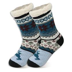 EMA MEGA GROUP Kuschelsocken Damen ABS Wintersocken Mit Anti-Rutsch-Klebepunkte, Stoppersocken Size 36-41 (Navy blau) von EMA MEGA GROUP