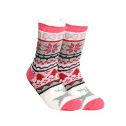 EMA MEGA GROUP Kuschelsocken Damen ABS Wintersocken Mit Anti-Rutsch-Klebepunkte, Stoppersocken Size 36-41 (Rot) von EMA MEGA GROUP