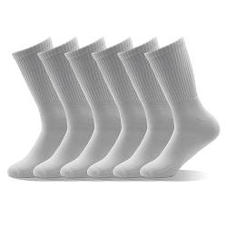 EMA MEGA GROUP Tennissocken 6 Paar Verdickt Gedämpft Hochelastisch Ohne Gummi Deodorant Anti-Loch Sportssocken Baumwollsocken Socken 35-43(90% Baumwolle) (Grau*6 Paar, L (EU43-46)) von EMA MEGA GROUP