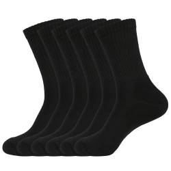 EMA MEGA GROUP Tennissocken 6 Paar Verdickt Gedämpft Hochelastisch Ohne Gummi Deodorant Anti-Loch Sportssocken Baumwollsocken Socken Damen 35-38 Schwarz(80% Baumwolle) von EMA MEGA GROUP