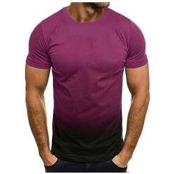 Angebote des Tages Heute Herren Tshirt Sommer Sport Kurzarm Shirts Lose Rundhals Oberteile Casual Baumwolle Tunika Tops Vintage Farbverlauf Sportshirt Leicht Lustig T-Shirt Regular Fit Laufshirt von EMATOP