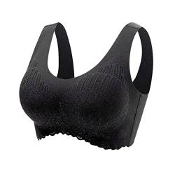 Damen 1/3er Set Sport BH ohne Bügel Bustier Sexy Spitze Bra Klassische Bequem Bustiers Top Baumwolle Einfarbig Yoga BHS Stretch Wohlfühl-BH für Fitness Lauf Joggen von EMATOP