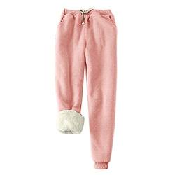 EMATOP Angebot des Tages Heute Jogginghose Damen Warme Fleece Sporthosen Winter Thermo Gefütterte Sweatpants Lang Baumwolle Freizeithose Elastische Taille Laufhose mit Taschen Yogahose von EMATOP