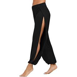 EMATOP Angebot des Tages blitzangebot Damen Caprihose Elegant Boho Strandhose Lang Weites Bein Hose Sexy Schlitz Sommerhosen Locker Einfarbig Freizeithose Freizeit Hohe Taille Haremshose Jogginghose von EMATOP