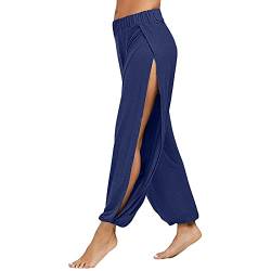 EMATOP Angebote Damen Caprihose Elegant Boho Strandhose Lang Weites Bein Hose Sexy Schlitz Sommerhosen Locker Einfarbig Freizeithose Freizeit Hohe Taille Haremshose Jogginghose von EMATOP